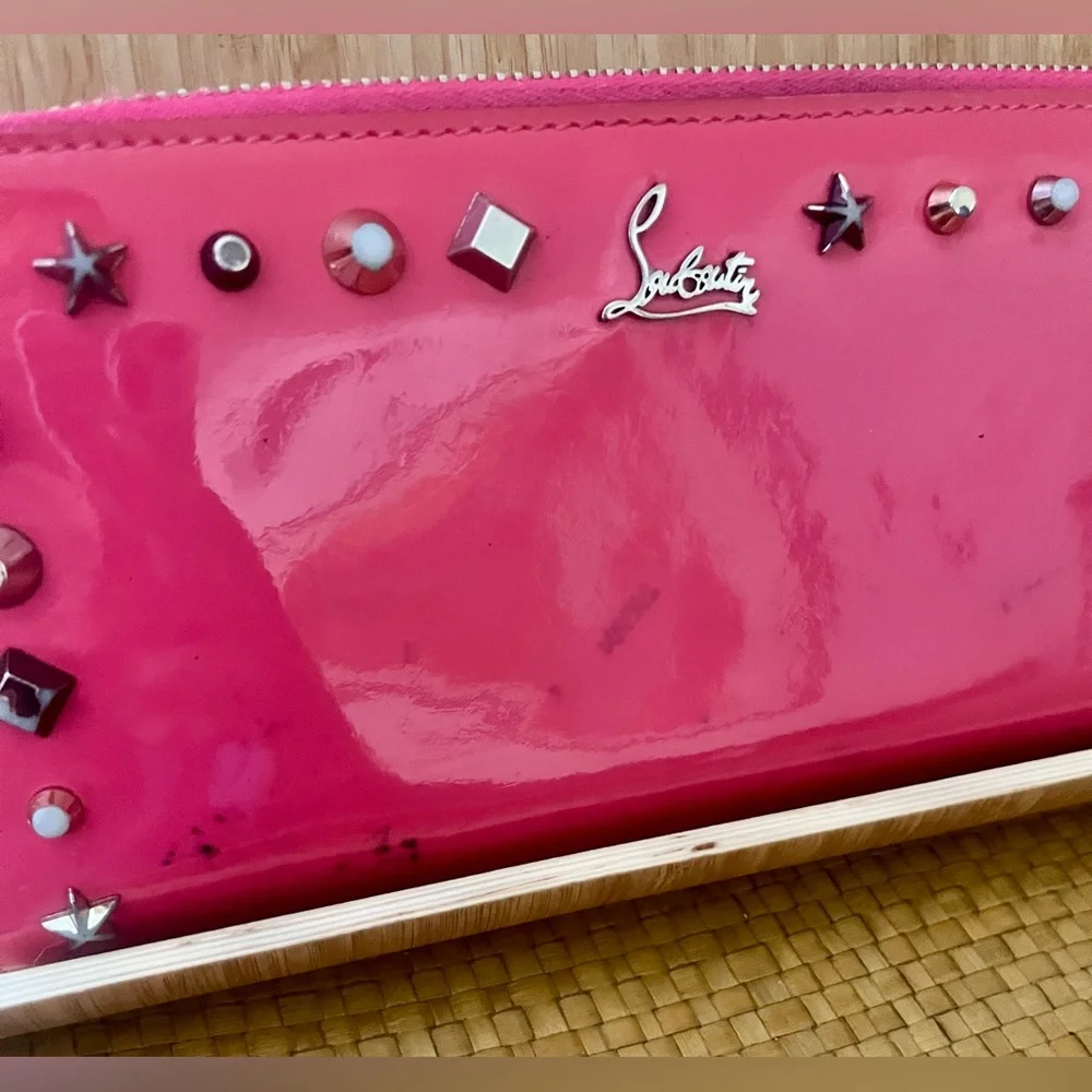 Christian Louboutin Pink Studded Clutch